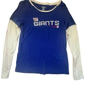 Reebok NFL NY Giants Women's Medium Layered Long Sleeve T-Shirt Blue White